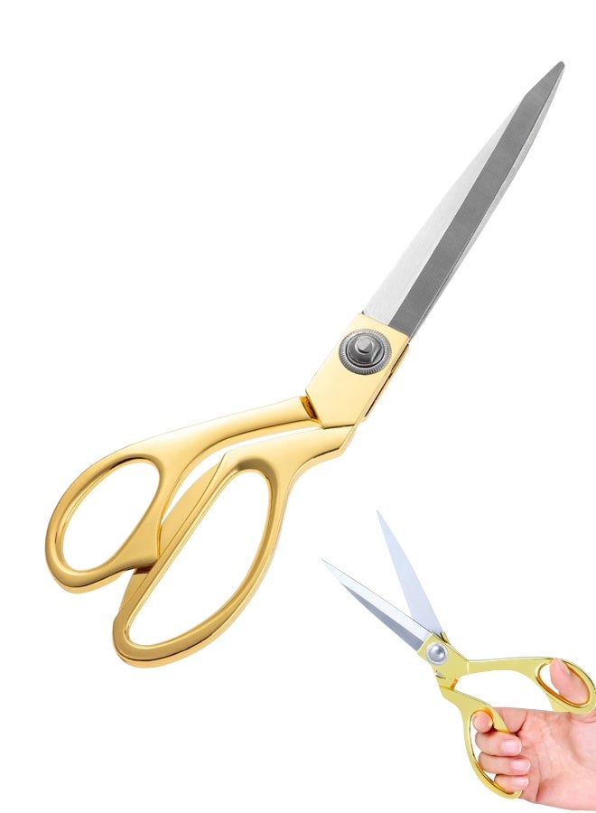 مقص خياطة ذهبي عالي الجودة 24 سم - مصنوع من الفولاذ المقاوم للصدأ المتين - مقاوم للصدأ، مناسب للاستخدام الاحترافي والمنزلي، لقص الأقمشة والجلود - Image 1